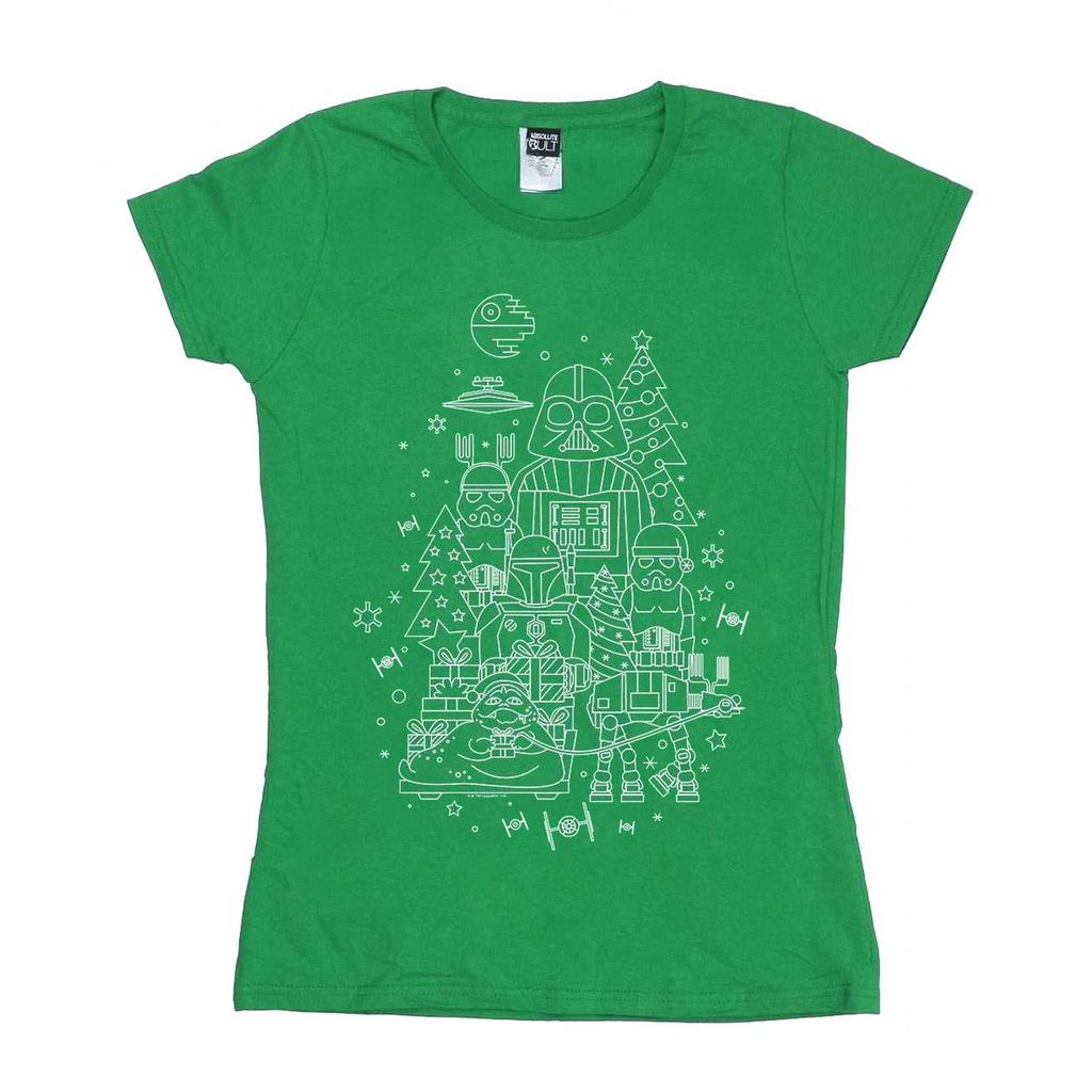 STAR WARS Damen/Damen Empire Weihnachten Baumwoll-T-Shirt