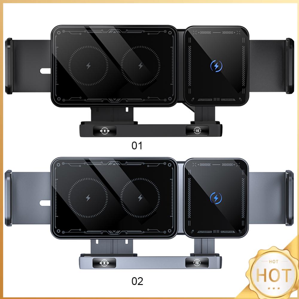 

Автомобильное беспроводное зарядное устройство 15 Вт с двойной катушкой, держатель для телефона на вентиляционное отверстие, вращающееся крепление для телефона на вентиляционное отверстие автомобиля с управлением одной кнопкой для телефона со складным экр