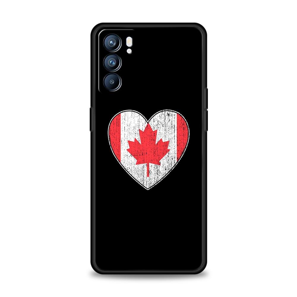 Maple Canada Flag Love Football Phone Case For Oppo Find X5 A54 A53 A52 A9 2020 A15 A95 A16 A76 A74 Reno7 SE Reno6 Pro 5G Cover