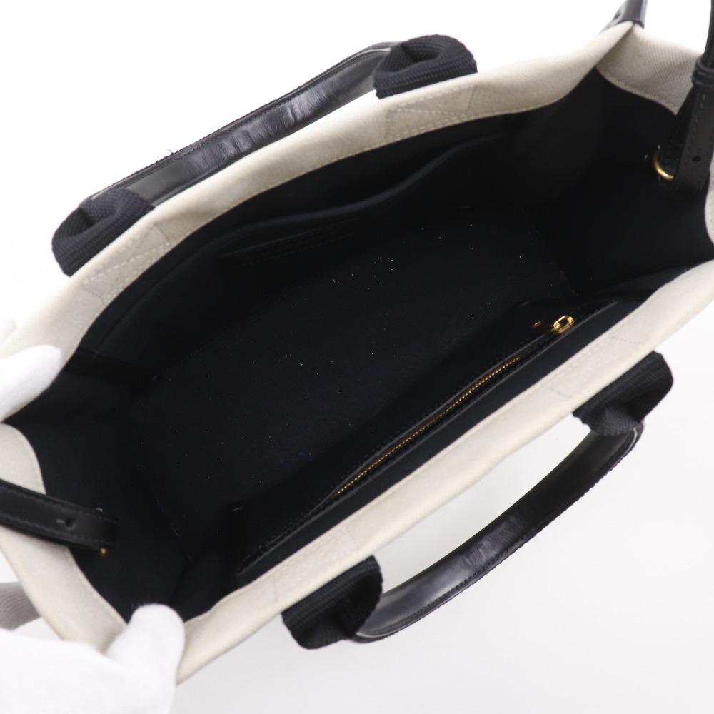 BALENCIAGA hardware Tote Bag 671402 Small 2WAYShoulder Black / white canvas Women Used