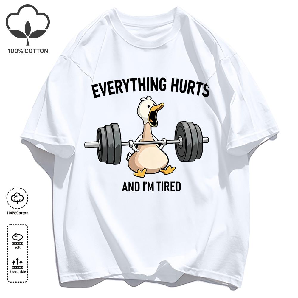 The Great Goose Striving For Fitness T-Shirt Unisex Loose Cotton Tee Trendy Summer Short Sleeve Unisex All-Match Hip Hop Clothing