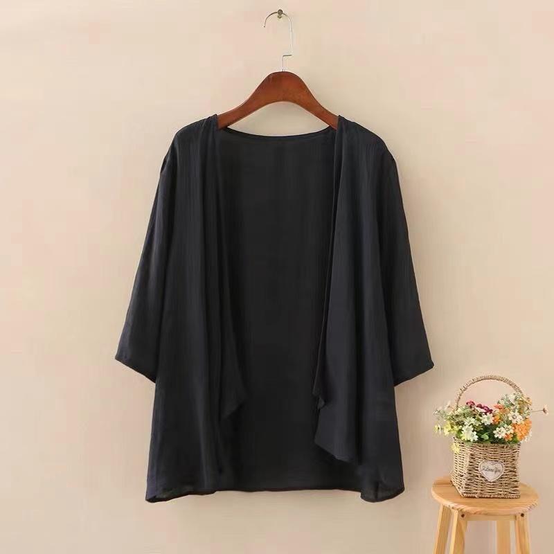 Dámske letné ležérne svetrové topy, jednofarebné, voľné, 3/4 rukávy, tenké plážové oblečenie, prikrývky, blúzkové topy