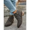 Pointed Toe Woven Martin Boots Women's Winter 2025 New Thick Heel Vintage Side Zipper Plus Size Booties