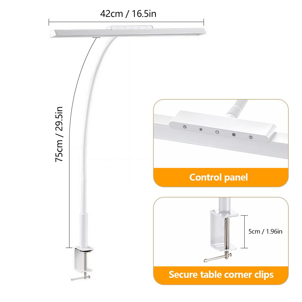 Led Desk Lamp with Clamp Architect Desk Lamp for Home Office Ultra Bright Auto Dimming PC Light Stepless Dimming Table Light