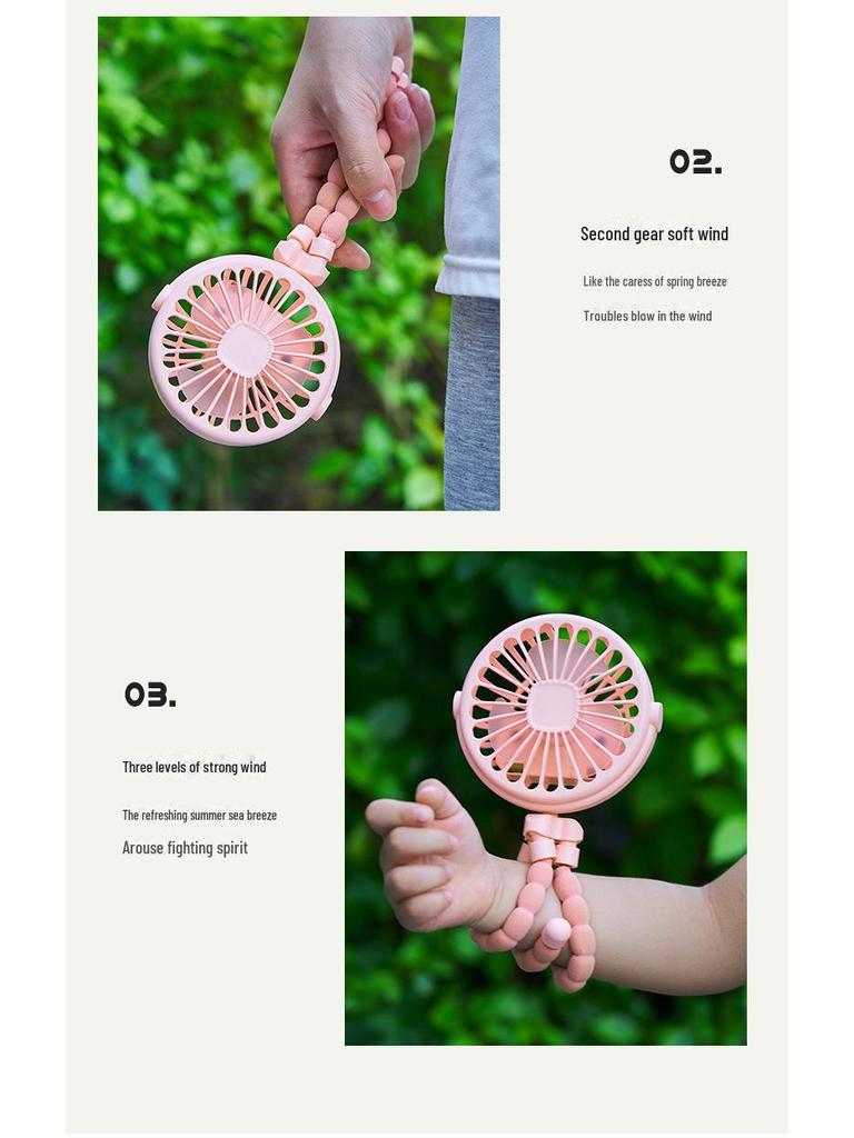 Octopus Rechargeable Handheld Mini Fan with Night Light for Baby Strollers, Dorms, and Offices