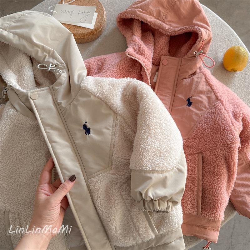 Linlinma Kids Lamb Wool Hooded Quilted Jacket - Winter 2024