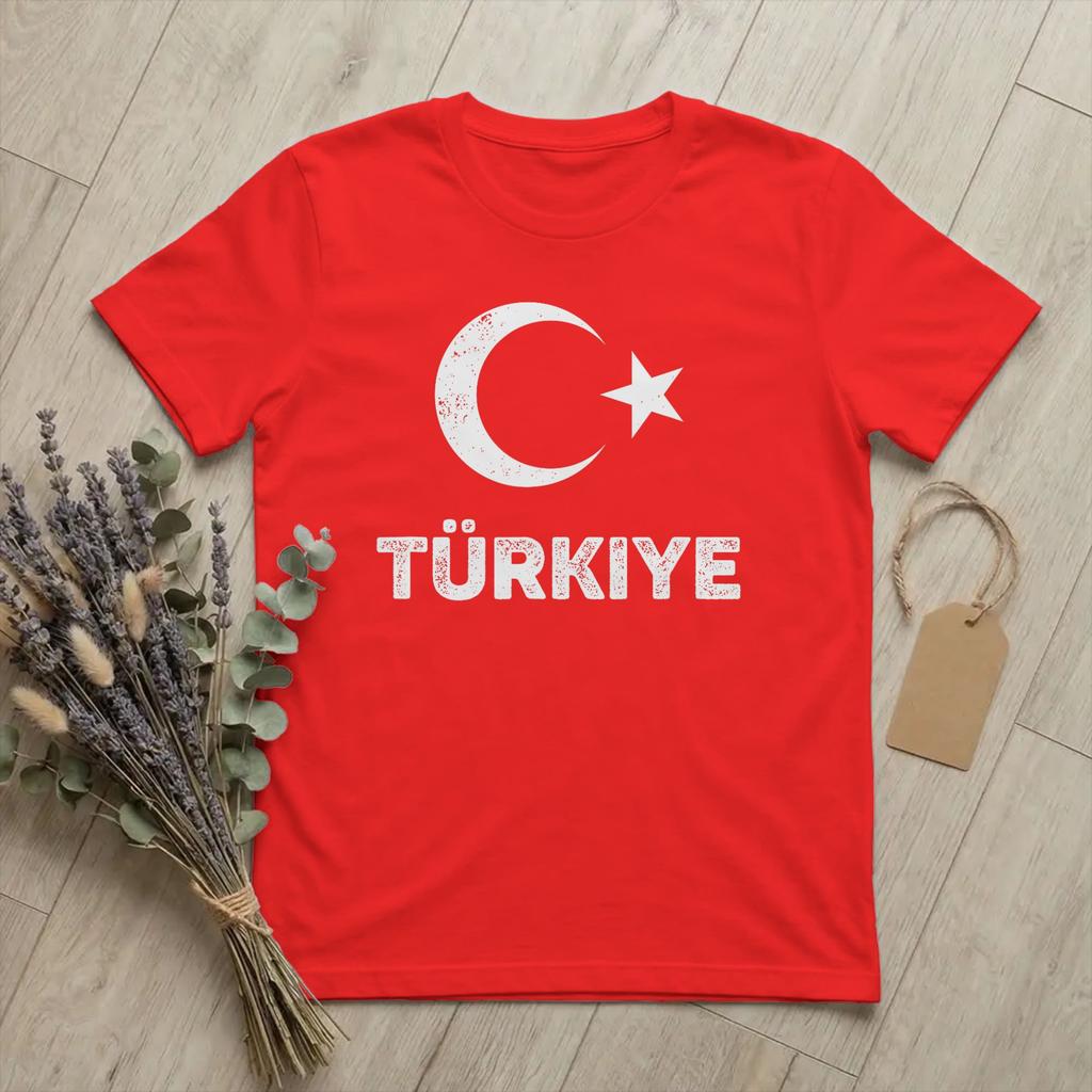 Flag of Turkey Souvenir T Shirt for Unisex 100 Cotton Crazy TShirt Round Neck Turkish Patriot Tee Shirt Short Sleeve Tops Graphic