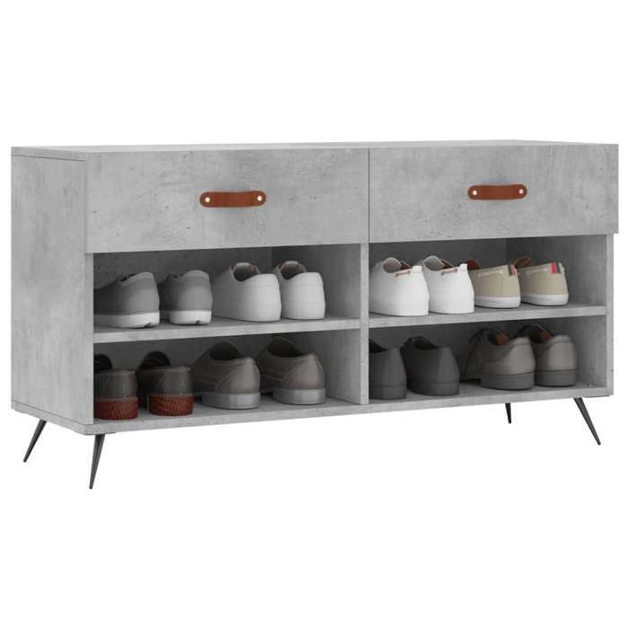 VidaXL Banc à Chaussures, Armoire à Chaussures avec 4 Étagères et Pieds, Meuble à Chaussures avec 2 Tiroirs Salon, Moderne, 829712