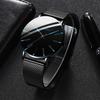 Luxusmode Herren Business Schwarze Uhren Edelstahl Ultraflaches Mesh-Armband Quarz Herren Armbanduhr Lässig Klassische Herrenuhr