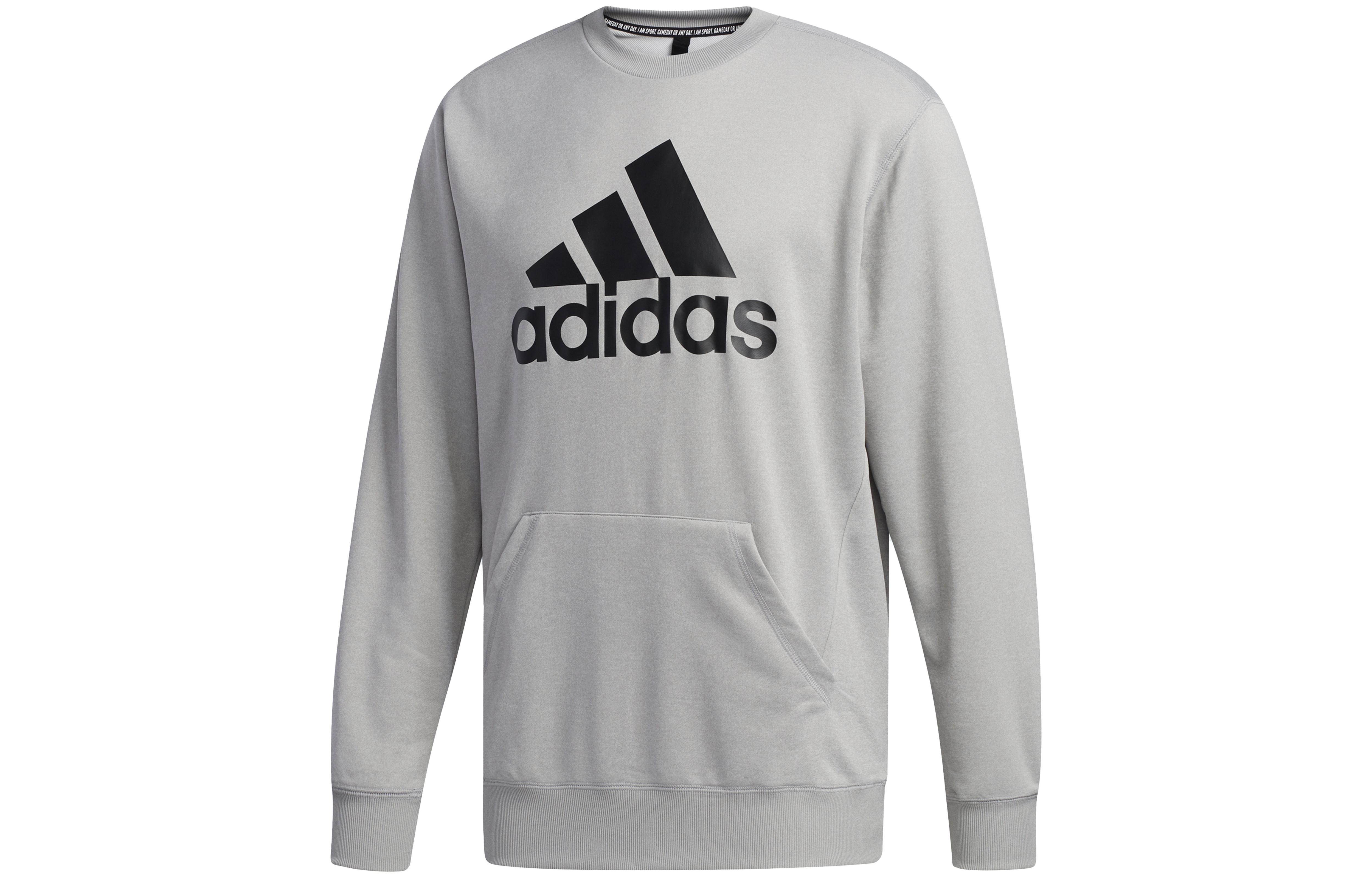 Adidas Sweatshirts Men s Gray Crew Neck Moderate Regular FM5343 M