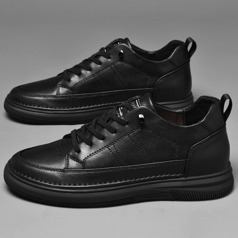 866 Men's Height Boost Sneakers: Thick Sole Platform Casual Shoes, Low-Top Cowhide, Spring Trend.