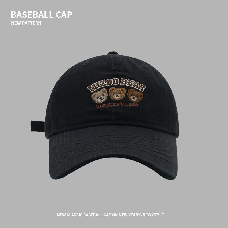 

Bear embroidered baseball cap female sweet versatile sports cap, couple student face hat Adjustable (55-60)