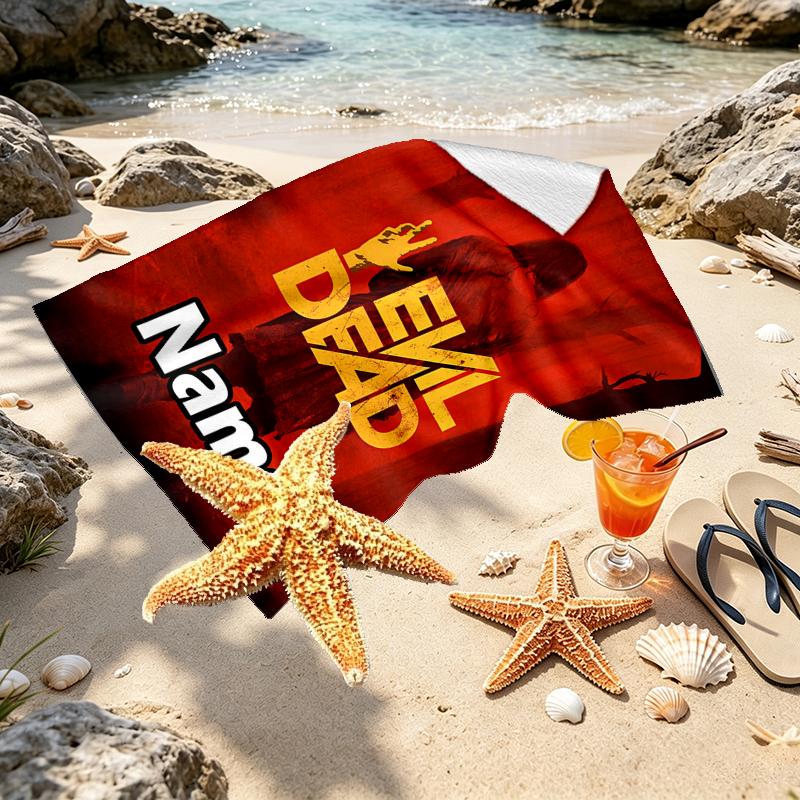 Custom Name Personalized The Evil Dead Print Beach Towel, for Trip Camping Beach Party Home Decor, Birthday Gift for Family & Friends