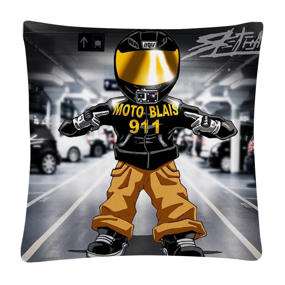 Stunt Sports Cartoon Pattern Soft Polyester Pillow Case for Sofa Home Car Decoration Pillowcase