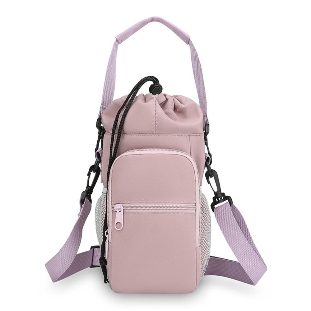 Nylon Water Bottle Holder Bag with Strap Large Capacity Insulating Cup Sleeve Portable Water-resistant Crossbody Bag