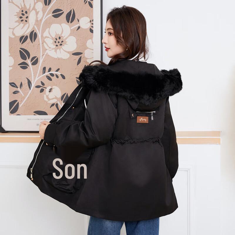 KAISER Women's Fox Fur Collar Parka with Rabbit Fur Liner