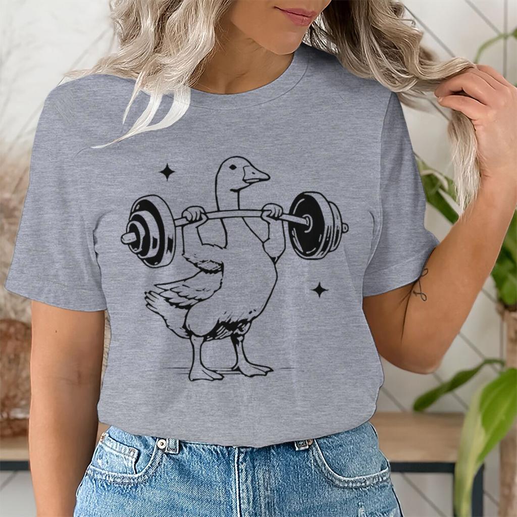 Gym Goose Weightlifting T-shirt Women Unisex Fun Fitness Duck Animal Lover Casual Unisex Streetwear Tee Gifts Tops