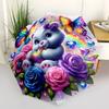 Colorful Butterfly Bear With Roses Outdoor Automatic Umbrella Folding Umbrella With 8 Ribs Durable Plastic Iron Perfect For Outdoor Adventures Stylish
