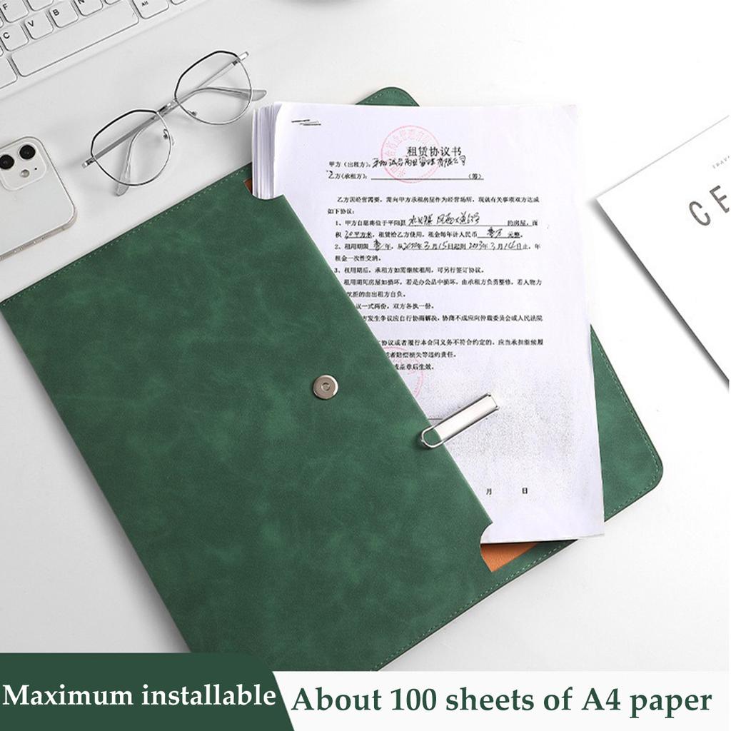 1pcs Leather A4 File Bag Waterproof Wear-resistant Ultra-large Capacity Folder Business Office School File Storage Supplies