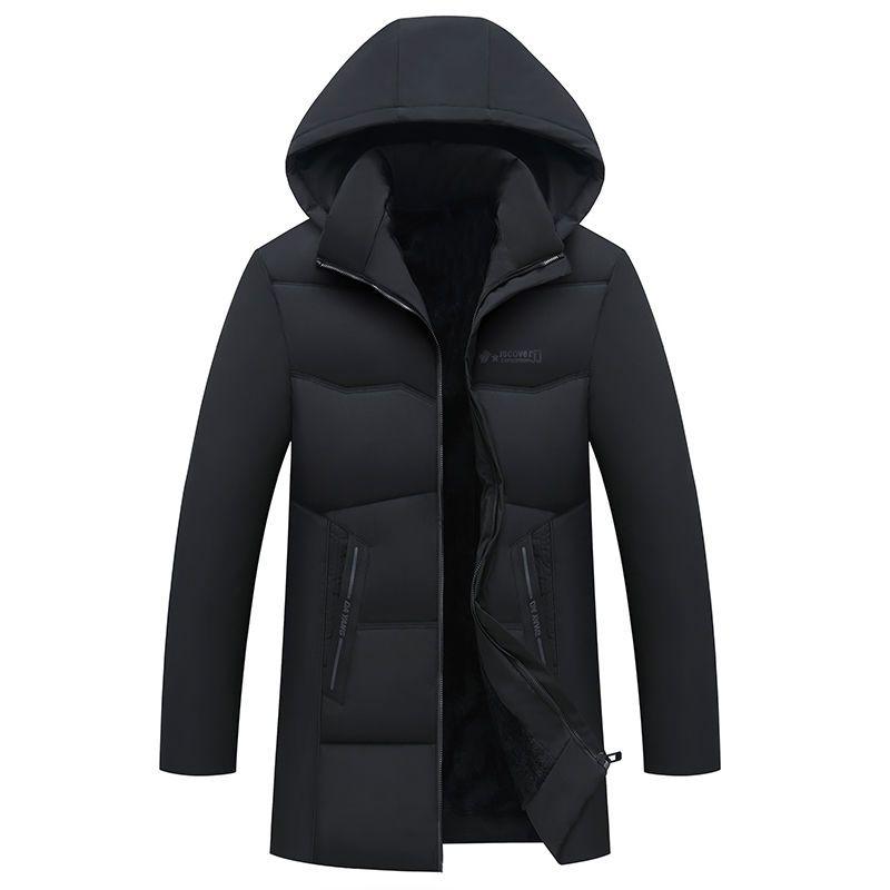 

Одежда на хлопковой подкладке для среднего и пожилого возраста, утолщенная и теплая, съемная шапка средней и длинной длины, куртка с хлопковой подкладкой, мужская куртка, зимняя одежда 5XL 90-100kg чёрный