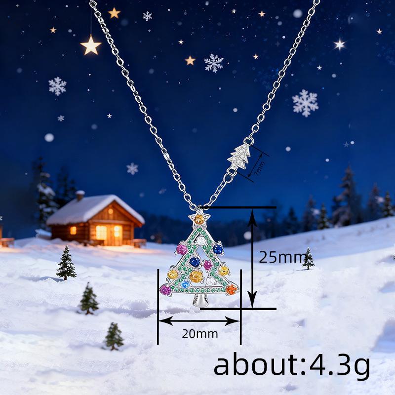 Christmas Christmas Tree Necklace Female, European And Korean Colored Wax Inlaid Star Tiktok Holiday Ins Wind