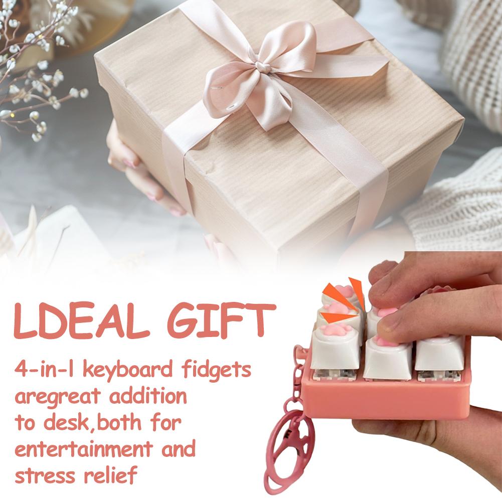 9 Keys Keyboard Key Toy Cat Paws Finger Button Stress Relief Toys Mechanical Keyboard Keycaps Keychain Office Decompression Calm