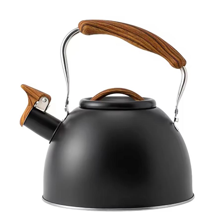 Whistling Tea Kettle 3 Liters Food Grade Stainless Steel Teapot Water Kettle with Wood Pattern Anti-slip HandlePerfect for Home