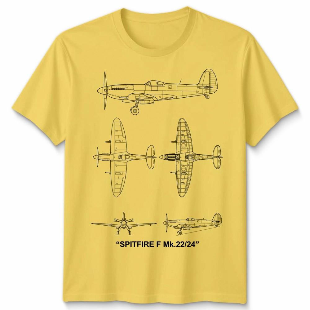 Fighter Aircraft Unisex T Shirt Technical Drawing Blueprint Ww2 Graphic Top