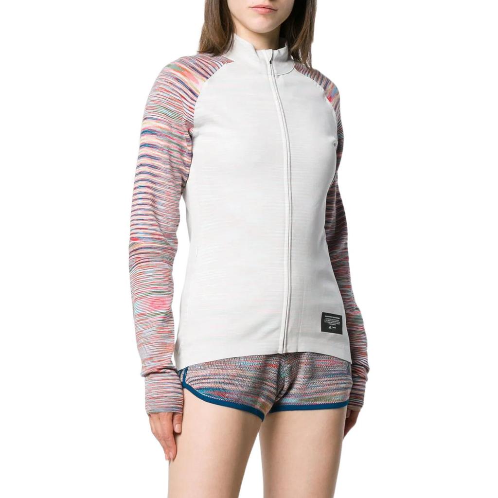 Adidas X Missoni Collaboration Vintage Sports Stand Collar Printed Zip Jacket Women Jacket Gray DS9326