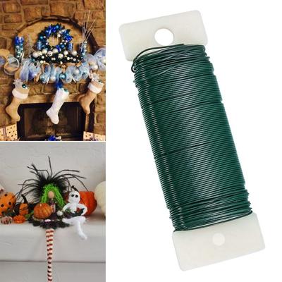 Decoration Gift Wrapping Xmas Green Rope Paddle Wire for Crafts Plastic Coated Wire Floral Wire
