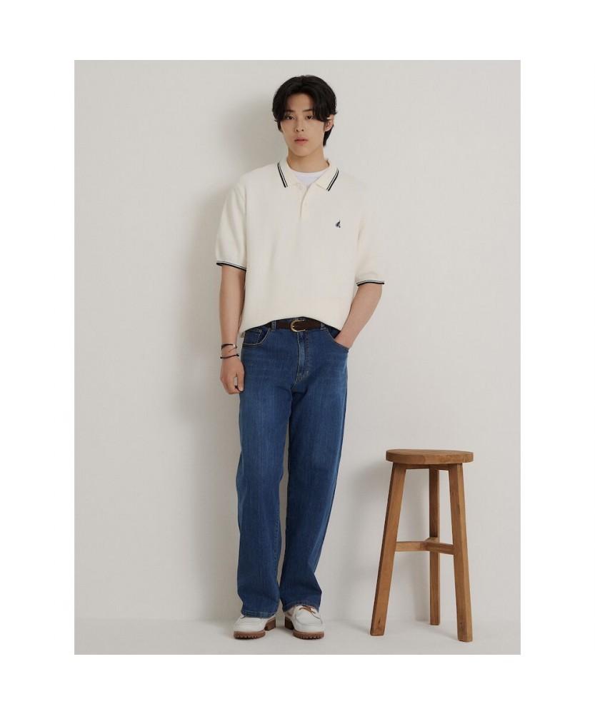 Binpolmen Crochet Tipping Collar Neck Knit Ivory