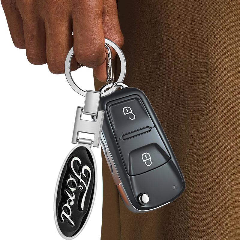 3D Styling Metal Car Key Ring Anniversary Badge Keychain Accessories For Ford Focus Mondeo Kuga Fiesta MK7 Escort Explorer Edge 2 4 MK2 MK4