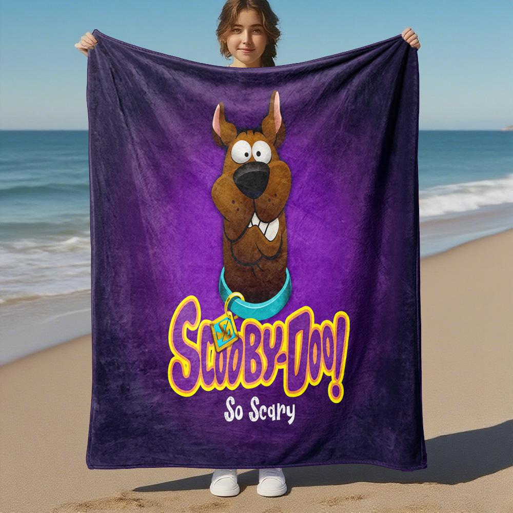 1pc Scooby-Doo So Scary Outdoor Blanket - Throw Blanket, Soft , Flannel Blankets, Living Room, Travel, Camping-1102166