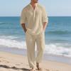 2026 Men's Casual Loose Fit Linen Sports Suit with Long Sleeves