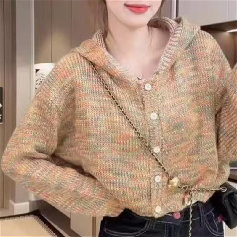 Women's Hooded Sweater with Single Breasted Cardigan Short Style Autumn and Winter