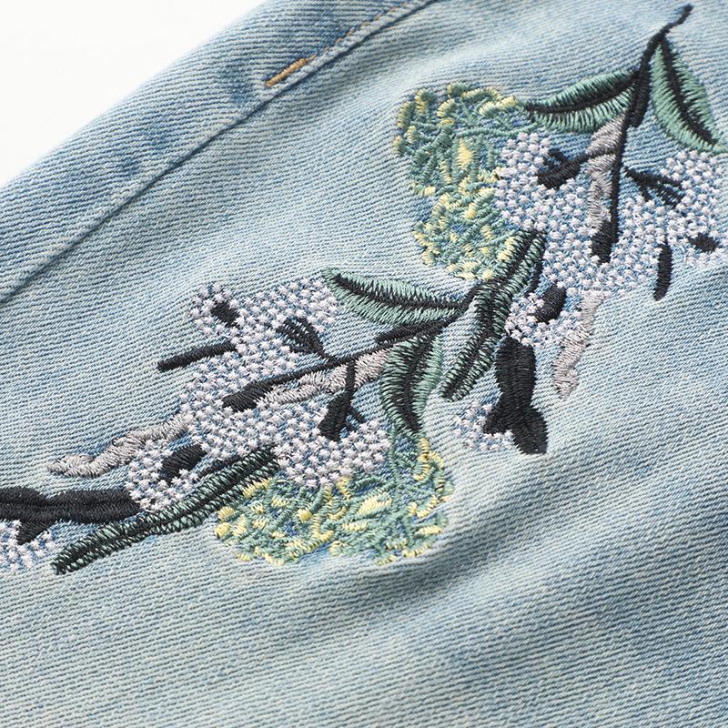 Women's High-Waist A-Line Wide Leg Embroidered Denim Shorts - Summer 2025 Collection