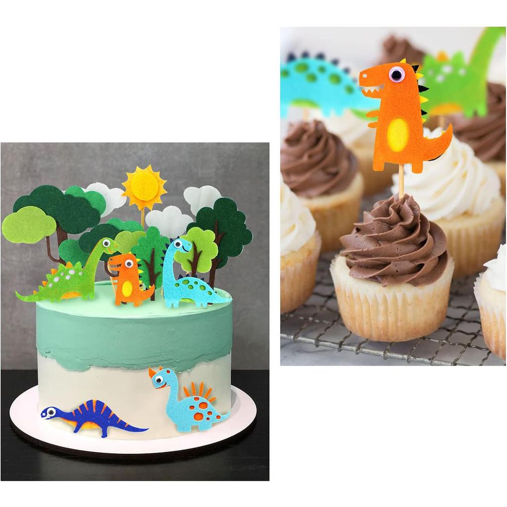 Dinosaur Cake Toppers, Cute Dinosaur, Cloud, Sun, Tree,14pcs Cake Decoration for Boy, Kid’s Birthday Party, Baby Shower