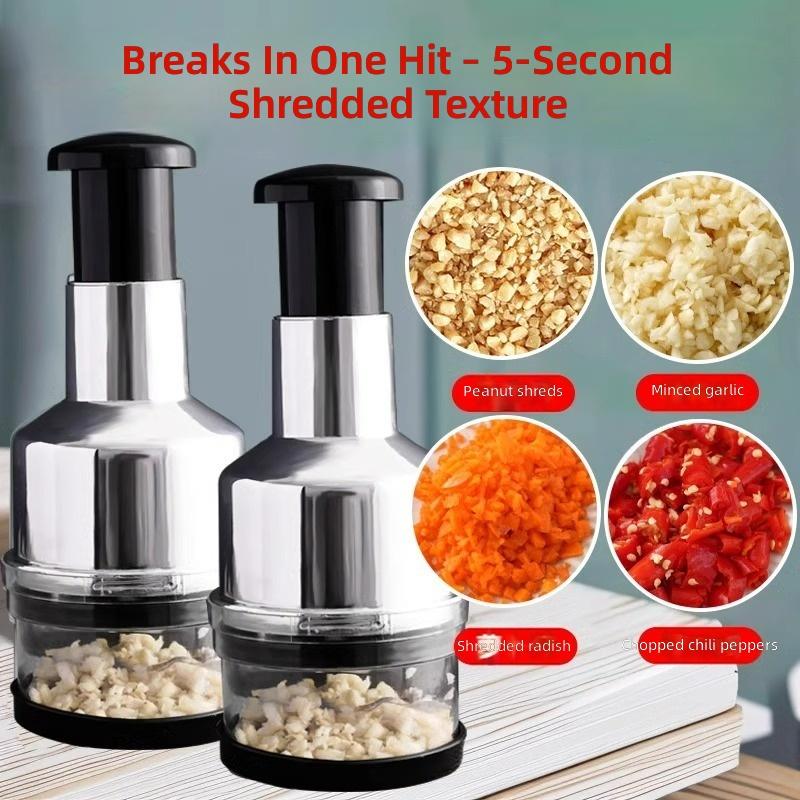 Kitchen Multifunctional Stainless Steel Garlic Press Hand Press Onion Cutter Vegetable Manual Onion Garlic Chopper Slicer Peeler