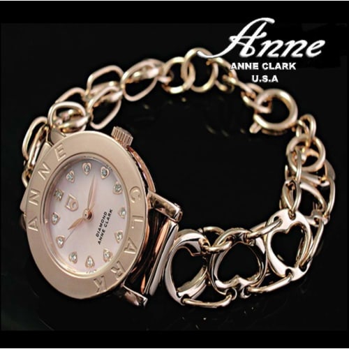Limited Edition Pair Watches: Don Clark Men's Watch, High-Performance Japanese-Made Chronograph, Anne Clark Women's Watch, Pink Gold with Heart Chain