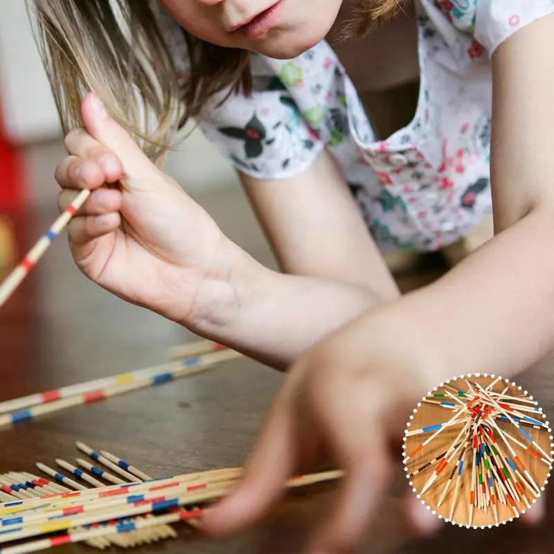 Classic Wooden Pick Up Sticks Game 31 Pcs Traditional Mikado Spiel Fun Desktop Toy Adults Kids Interactive Toy