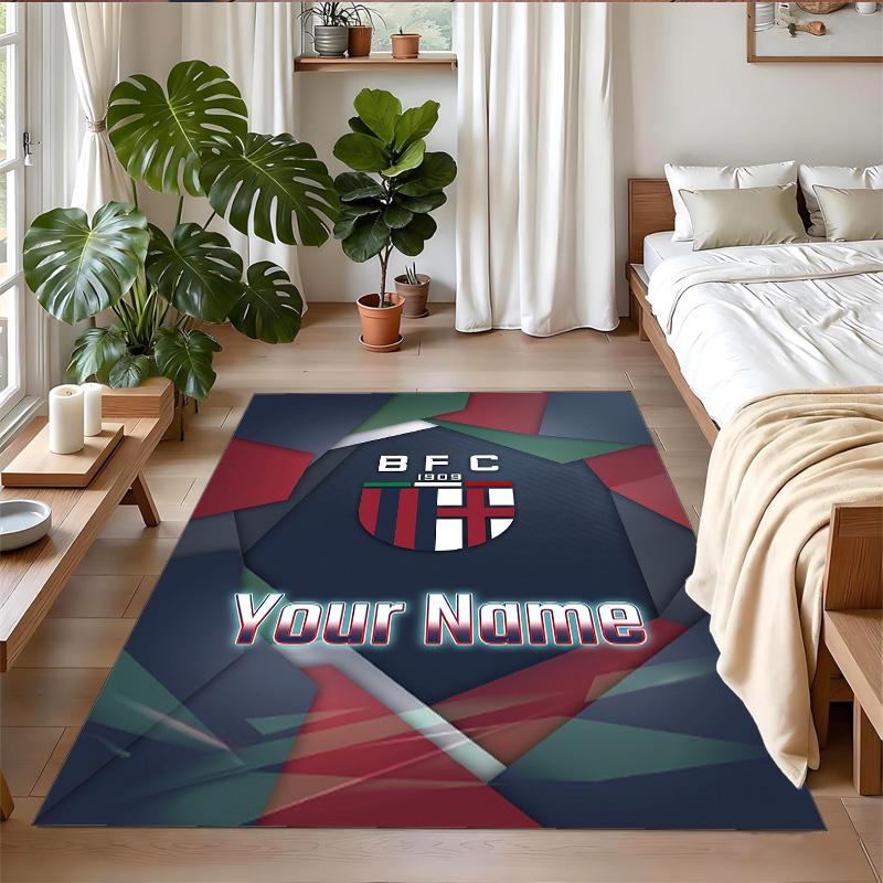 Crystal Velvet Rug Custom Name Text, Soft Non Slip Floor Mat Home DecorBologna FC