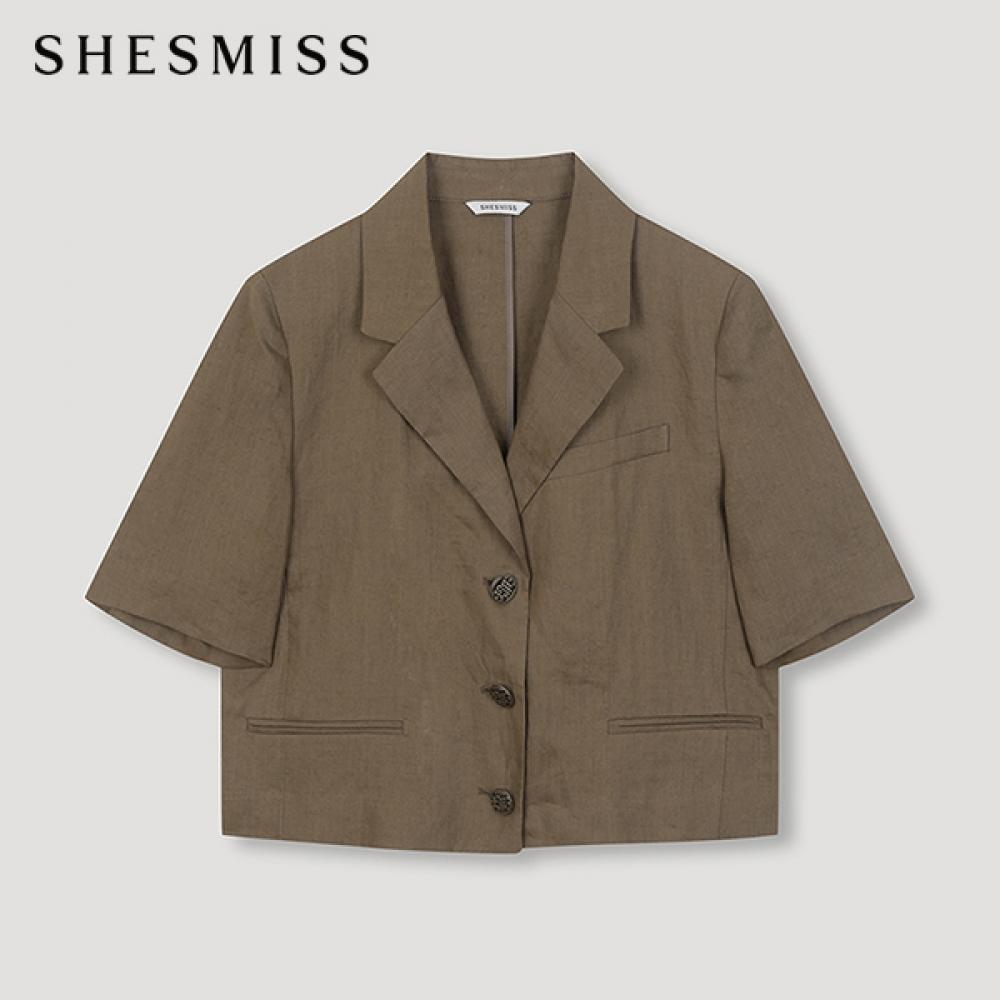 

Укороченная льняная куртка с короткими рукавами Shs Miss Swwjkn21110 Br Braun/55