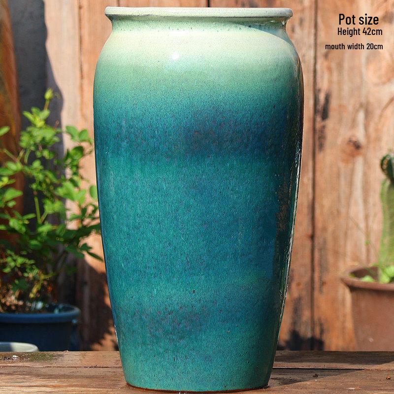 Large Wintergreen Bougainvillea Ceramic Flower Pot - Breathable, Tall Succulent & Tree Ceramic Jar