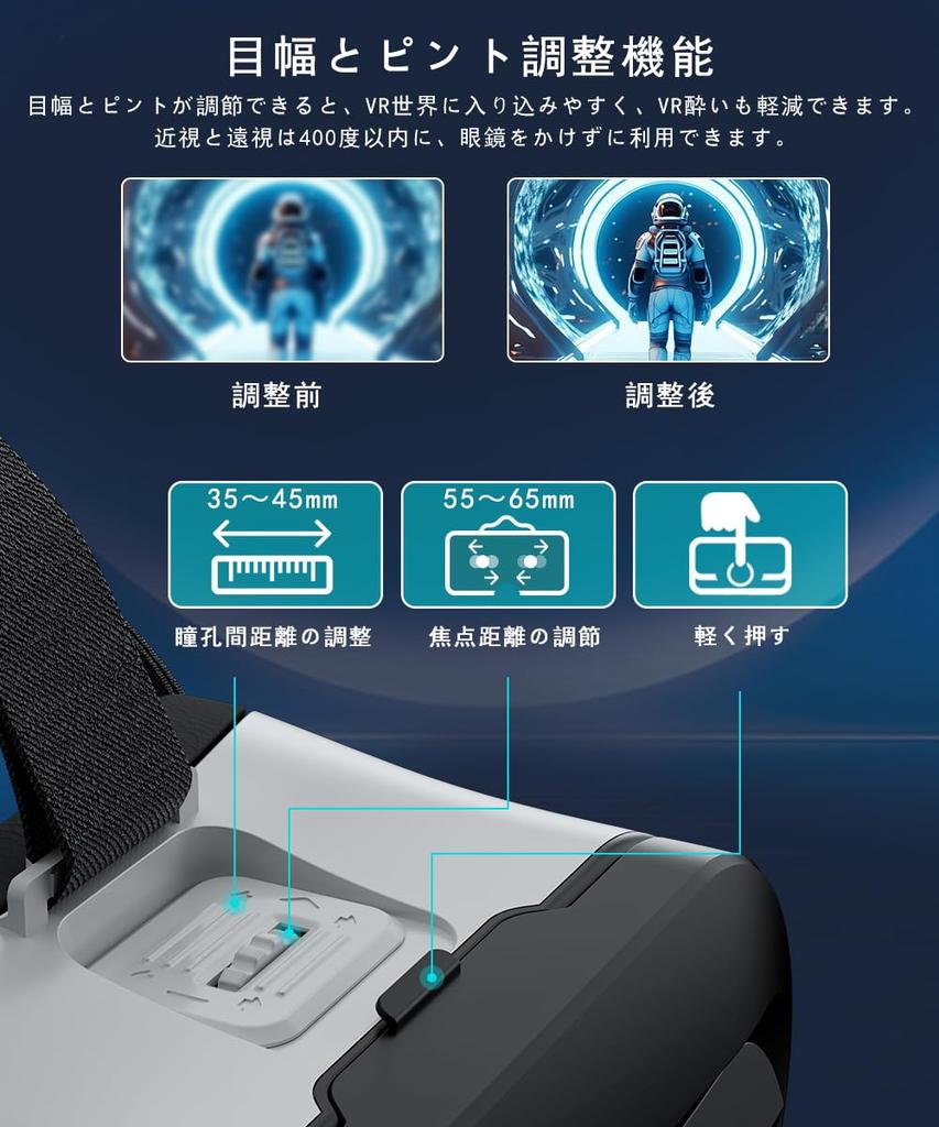 New VR VR Goggles for Smartphones UBEJI VR Head Mounted Display Ultra Wide Angle 1080P Adjustable Focal Length and Interpupillary Distance Aspheric