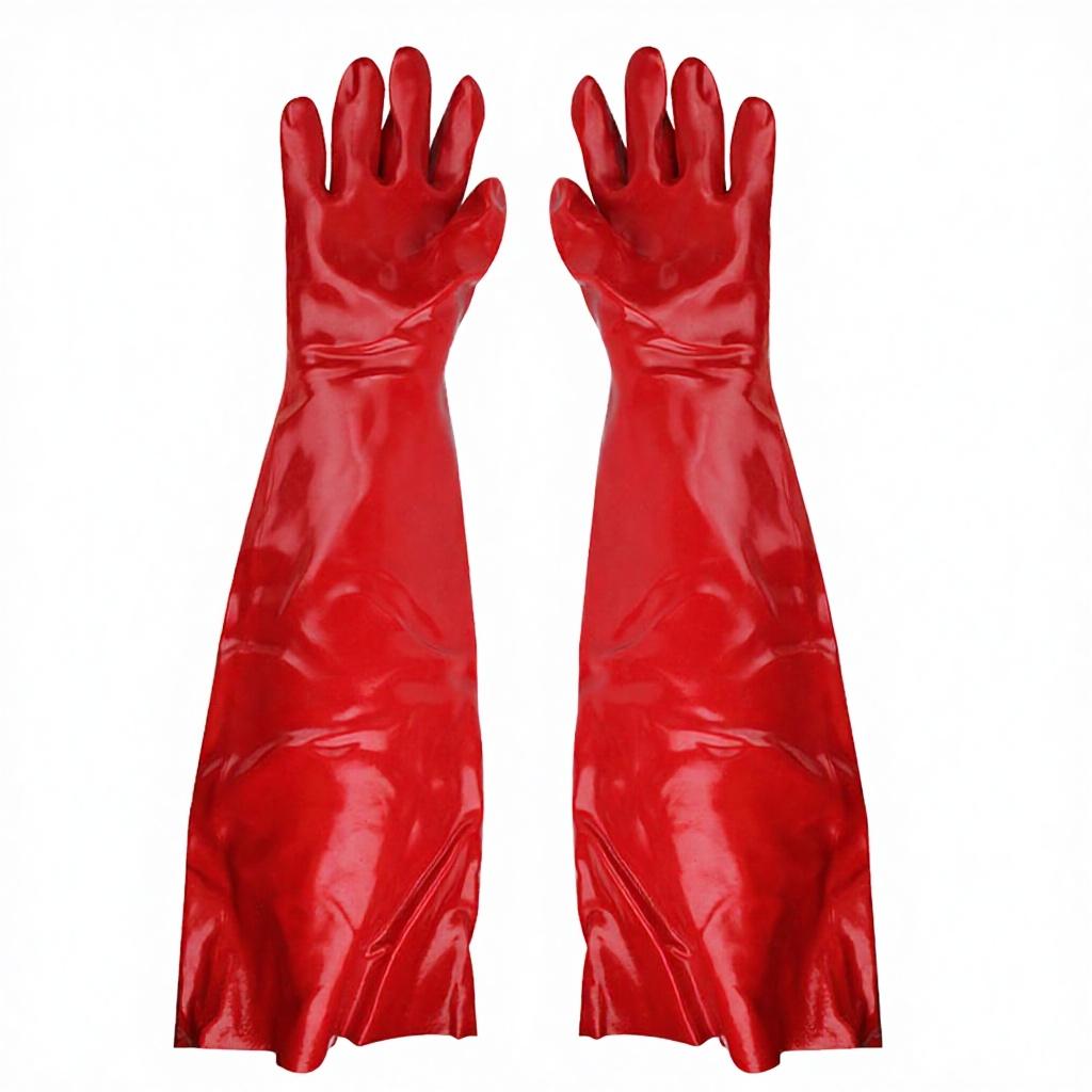 YIQUAN PVC Rubber Industrial Work Gloves Straight Cuff Powder-Free Silicone-Free Durable Fully Coated Chemical L красный