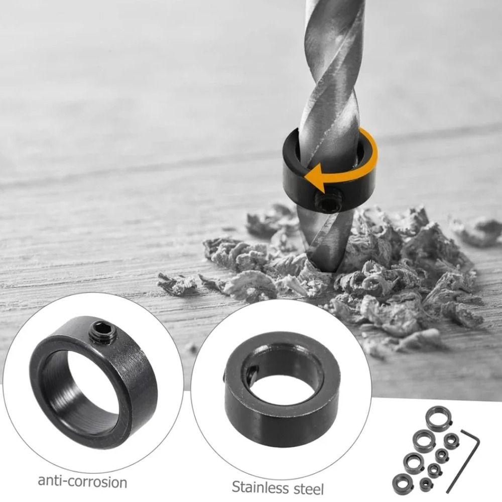 Adjustable Drill Stoper Collar Set with Hex Wrench Drill Stop Ring  Woodwork Tools