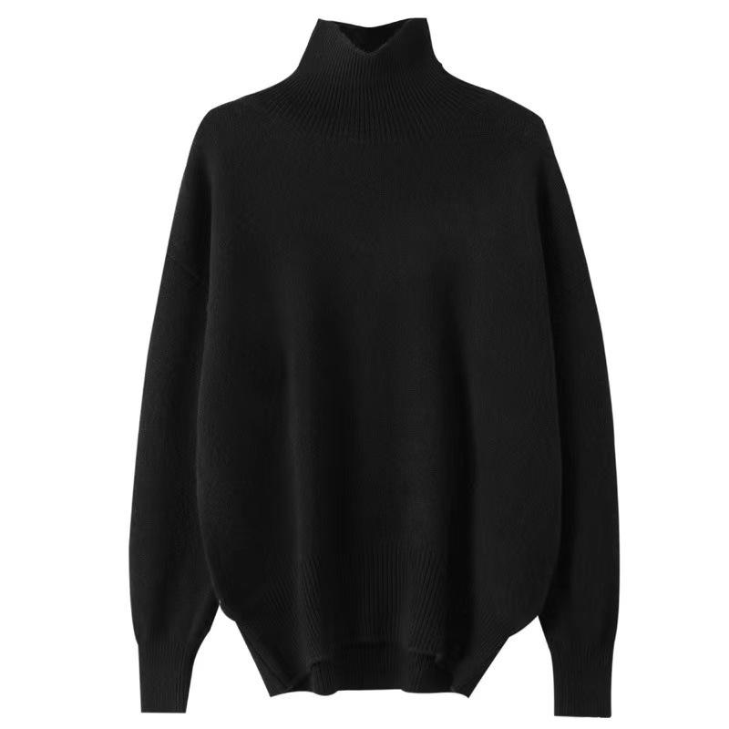 Women's High Neck Wool Sweater: Autumn/Winter Loose, Thick Knit, Versatile Fashion Style