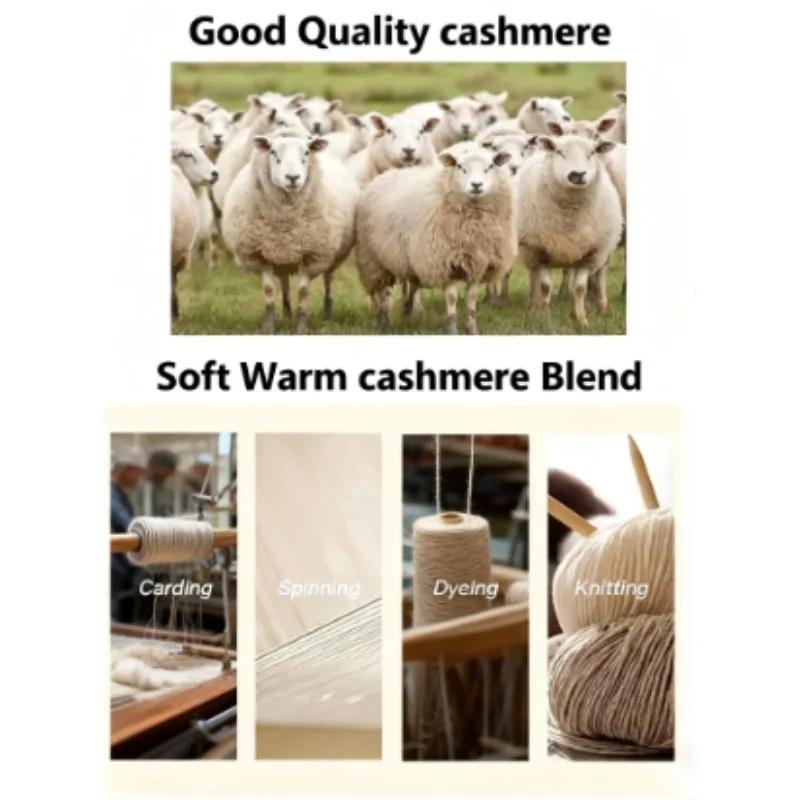 Women's Cashmere Knitted 3-in-1 Rectangle Scarf Hat Shoulder Warmer Multifunctional Versatile Wrap Warm Autumn Winter Accessory