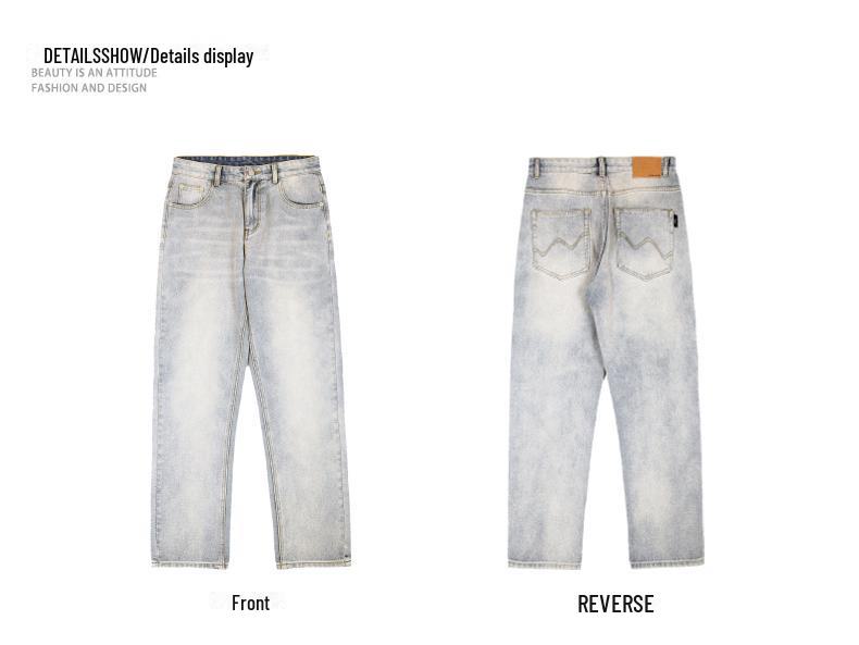 Pánské podzimní jednoduché džíny rovného střihu LKTM - trendy americké ležérní dlouhé kalhoty