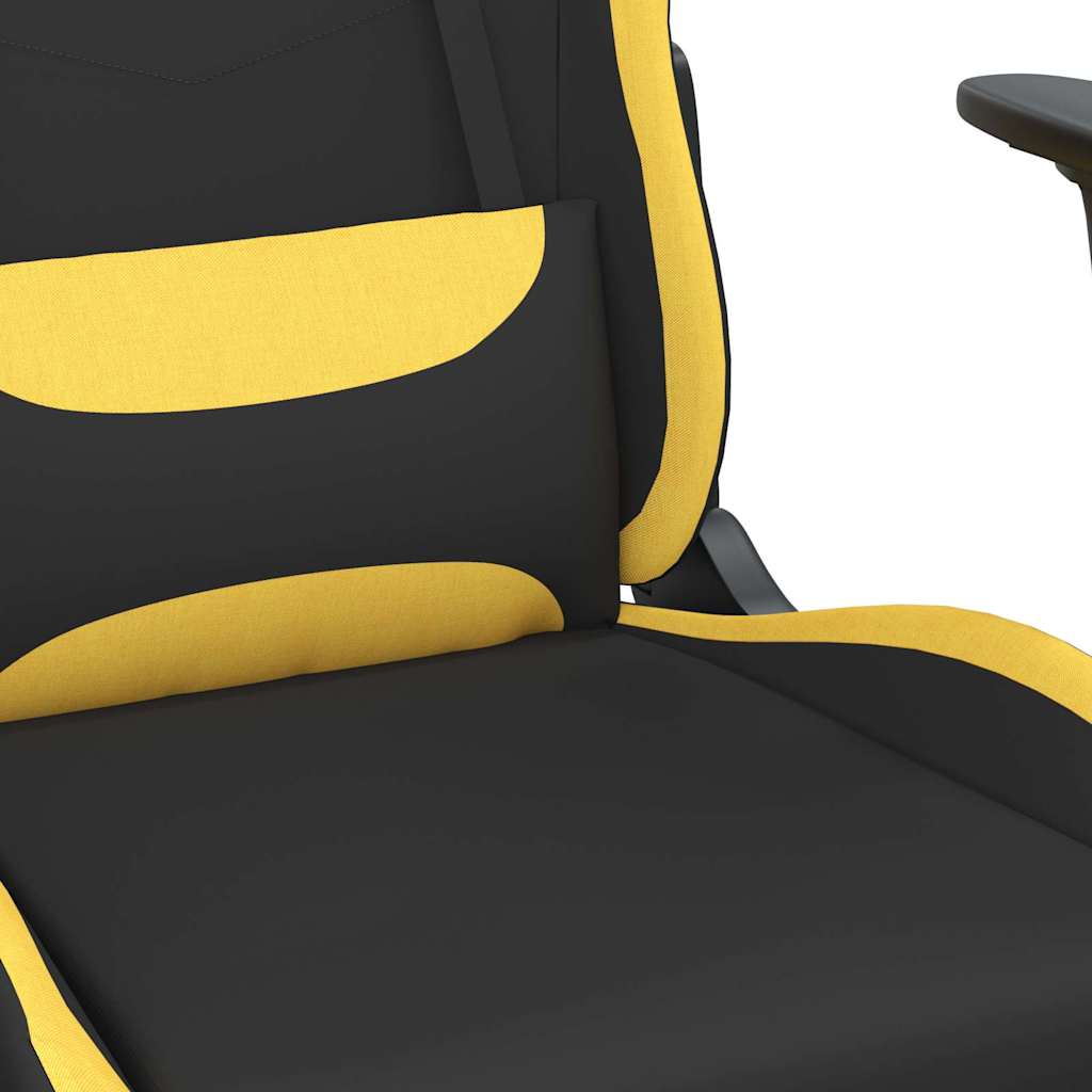 Gaming Chair with Massage Function and Footrest Black and Yellow Fabric